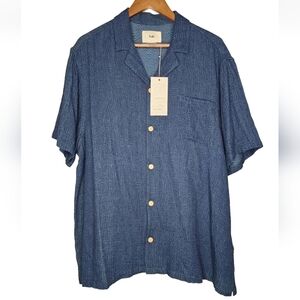 Folk SS Soft Collar Shirt in Optical Indigo Size 6 XXL New With Tags